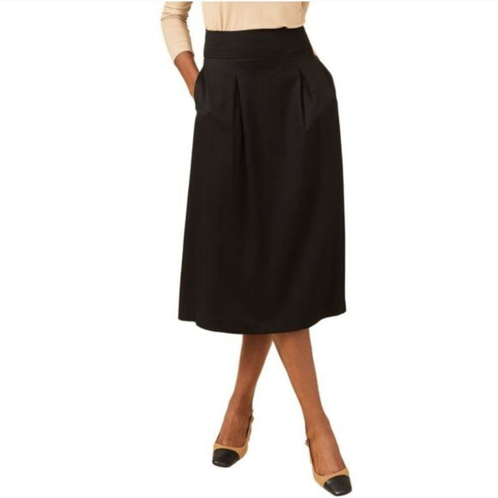 J Mclaughlin Black Lyssia A-Line Midi Skirt Sz 6